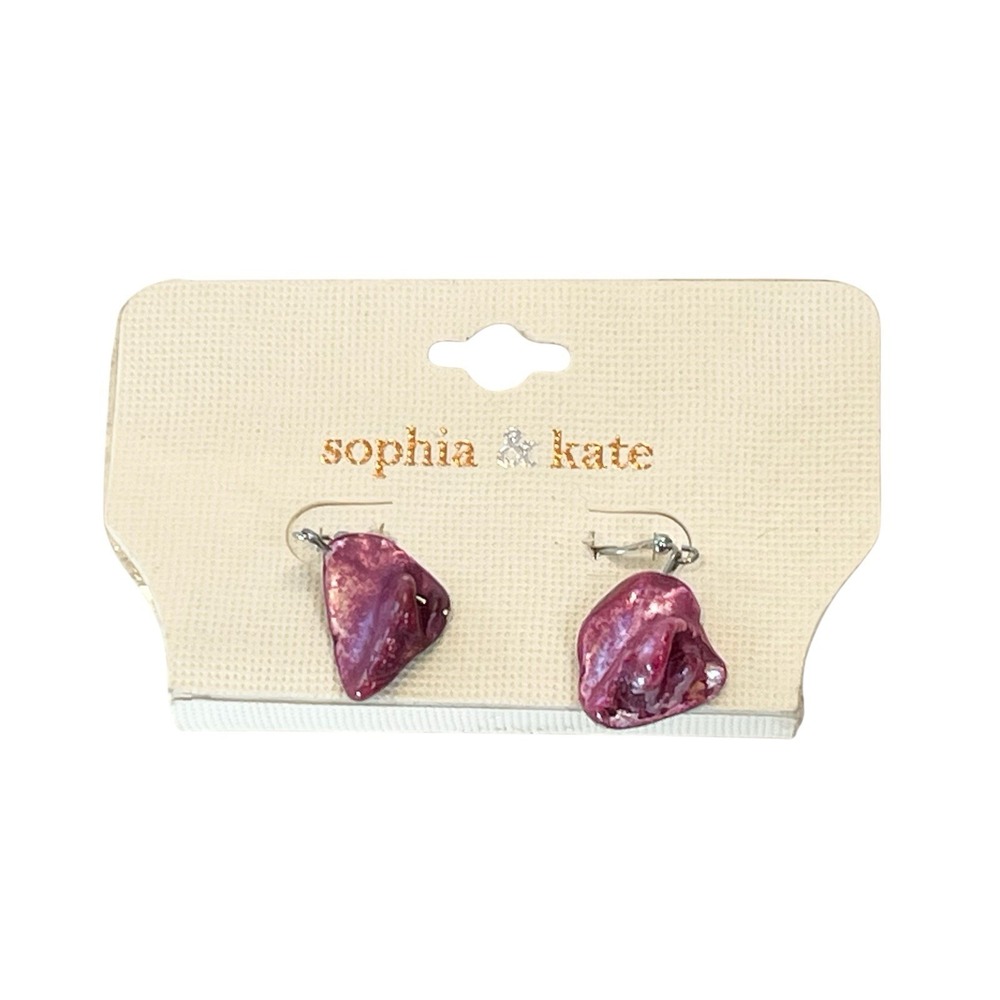 Sophia & Kate Purple Gem Stone Rock Dangle Earrings Witchy Fairy‎ Boho NEW